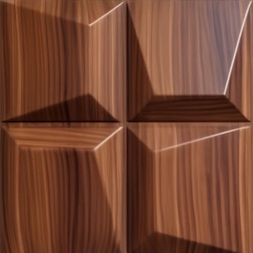 Image of Kayra Decor 3D PVC Wall Panels for Bedroom & Living Room | Cube Design | Wooden Color|19.7 x 19.7 Inch | Pack of 18 | 42.48 Sq Ft
