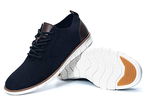 Nedawm Mens Casual Sneakers Dress Shoes Mesh Wingtip Oxford Shoes Breathable Lightweight Outdoor Walking Shoes, Black 10.5 #TOP6