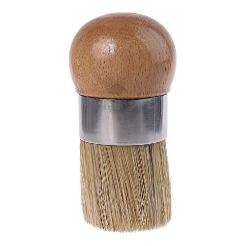 Pinceles de cerdas naturales con mango de madera, redondos, profesionales, reutilizables, herramienta de pintura y encerado