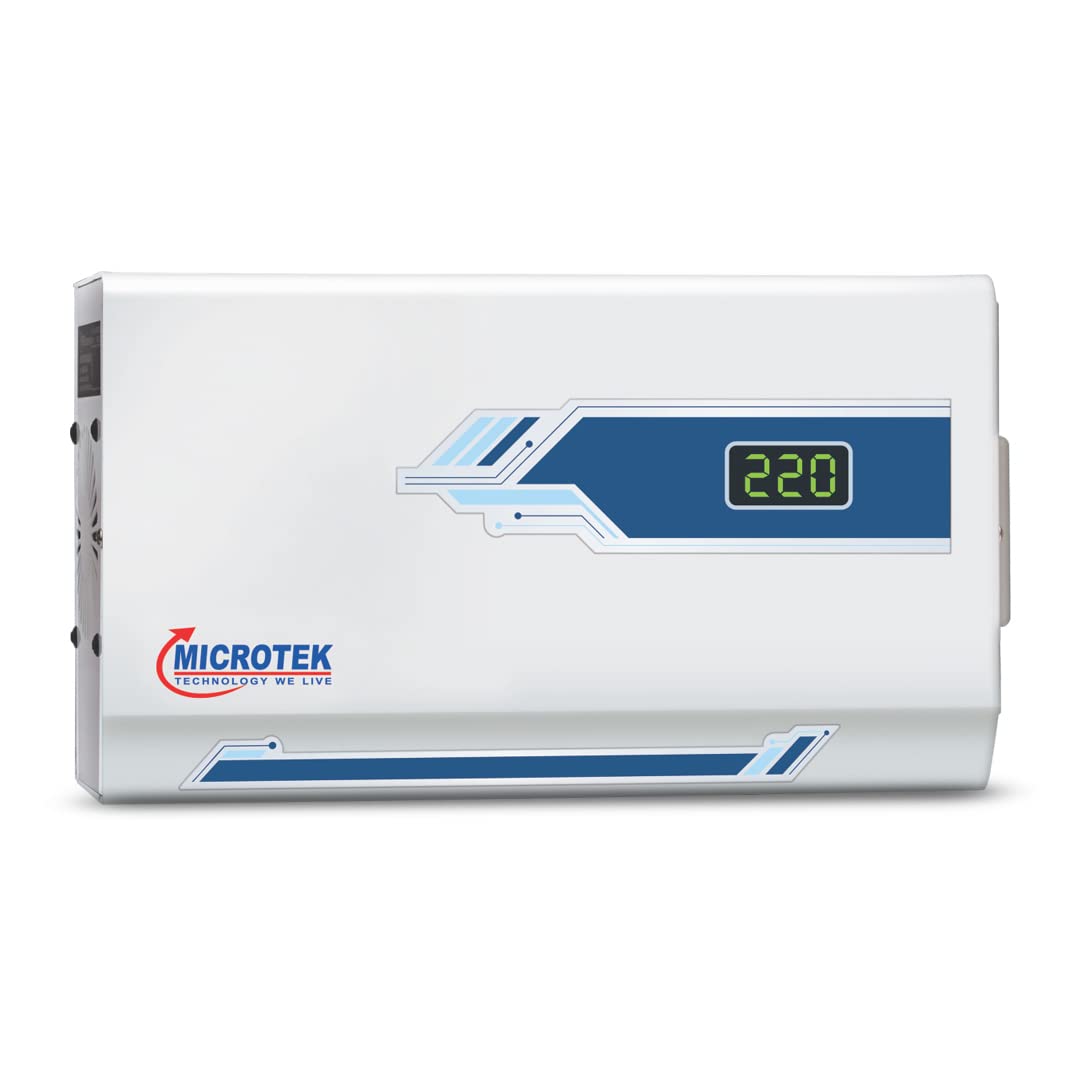 Microtek Pearl EM 4090 Automatic Air Conditioners (A.C.) Voltage Stabilizer Upto 1.5 Ton Working Power 90V-300V(White) with 3 Year Warranty