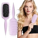 Lockenbürste für Definierte Locken – Antistatische Haarbürste zum Sanften Entwirren und Styling, Ergonomischer Griff, Geeignet für Curly Hair und Naturlocken (Lila)