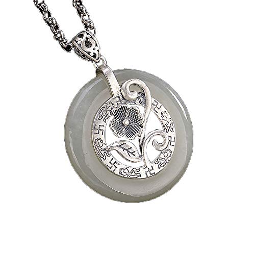Colgante de flor de jade blanco y plata 925 una joya artesanal exclusiva