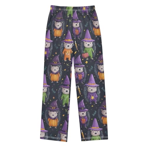 ZZXXB Halloween Hedgehog Boys Long Pants Soft Trousers Elastic Waist Kids Lounge Bottoms with Pockets S-XL