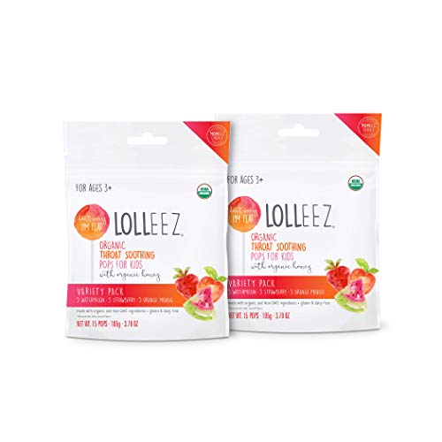 Lolleez Organic Throat Soothing Pops for Kids with Organic Honey - 2pk Multi