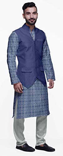Atasi Indian Kurta Pyjama Jacket Set for Men Mandarin Collar Casual Clothing2