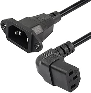 CERRXIAN Panel Mount C14 to 90 Degree C13 PDU Power Supply Extension Cable,IEC 320 C14 Male to UP Angle C13 Female 3 Pin Power Cord,for Monitors,Computers,Etc-0.3M/11.8inch