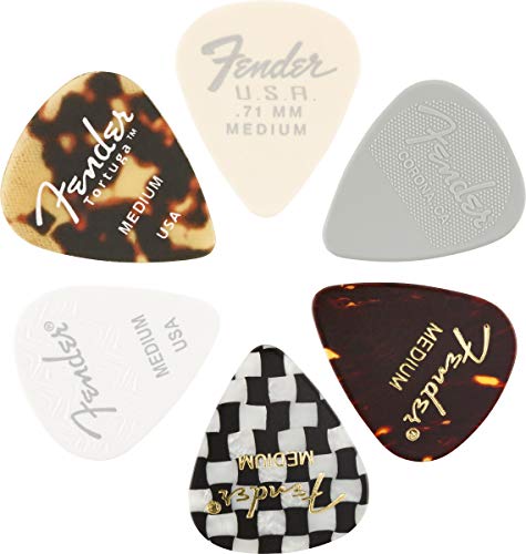 Fender© »351 Material Medley Picks » Médiators pour Guitare et Basse – Diverses couleurs et matériaux – Medium – Set de 6 - Les Beatles, Paul McCartney, John Lennon, RIngo Starr, George Harrison Fender©"351 Material Medley Picks" Médiators pour Guitare et Basse - Diverses couleurs et matériaux - Medium - Set de 6