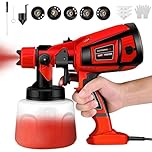 Paint Sprayer,800W Fence Paint Sprayer,1400ml HVLP Electric Paint Gun with 5 Nozzles and 3 Patterns,For Furniture, Cabinets, Fence,Walls, Door, Garden Chairs(Red)