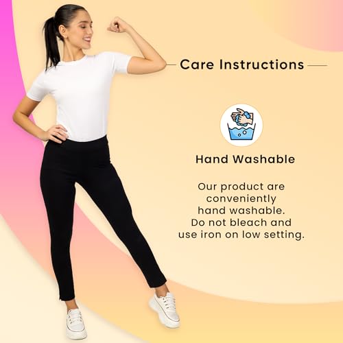 Image of ON&ON Women's Cotton Stretchable Slim Fit Straight Pants Trouser for Casual Wear and Office Wear
