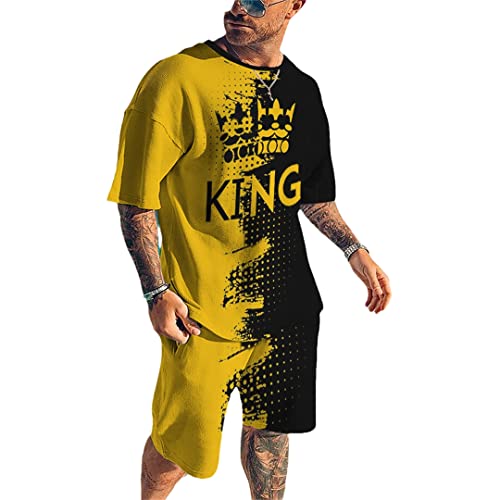 Survêtement homme Harajuku ensemble d'été 2 pièces avec t-shirt manches courtes taille M