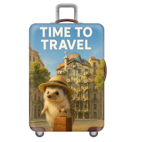 Funda Maleta Grande,Animales Viajes Arquitectura Flores Funda EláStica Universal para Maleta,Lavable Y Antipolvo,Funda para Equipaje,Fundas para Maletas,Luggage Cover (Erizo,L(25-28inch))