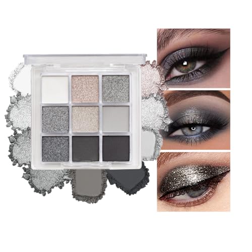 9 Colours Eyeshadow Palette, Eye Shadow Palette with Matte & Shimmer Blendable Shades Make-Up Palettes Set for Day &Night Eye Make-Up, Long-Lasting Waterproof Eye Shadow Pallets for (Black)