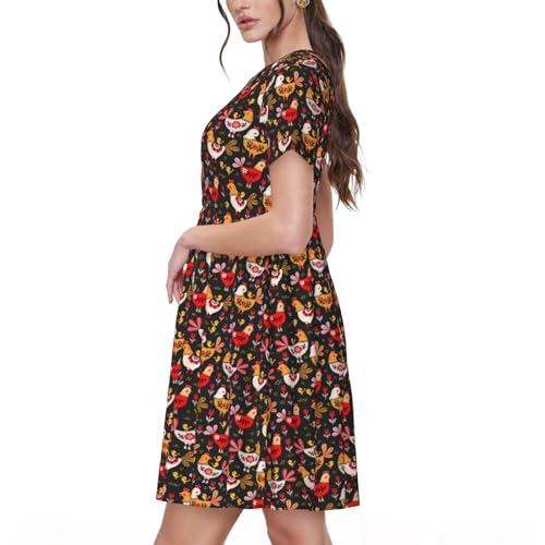 Robe imprimé coq style champêtre chic et coupe fluide