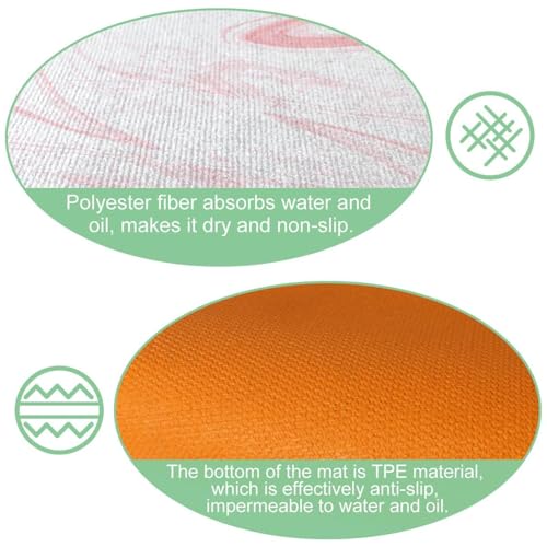 Alfombra absorbente para cocina VAPOKF de mármol rosa elegante 6