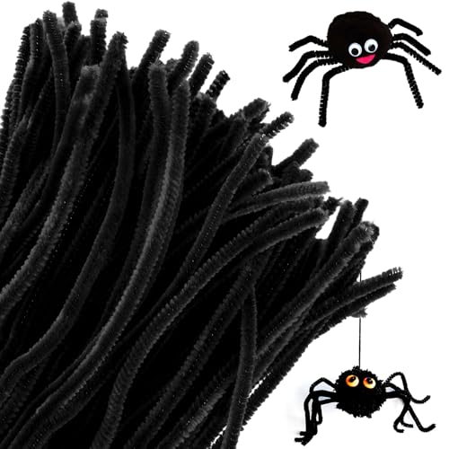 Black Pipe Cleaners for Craft 30cm Long Halloween Craft Pipe Cleaners Pipecleaners Chenille Stems Pipe Cleaners for Kids Halloween Xmas Craft - 100 Pcs