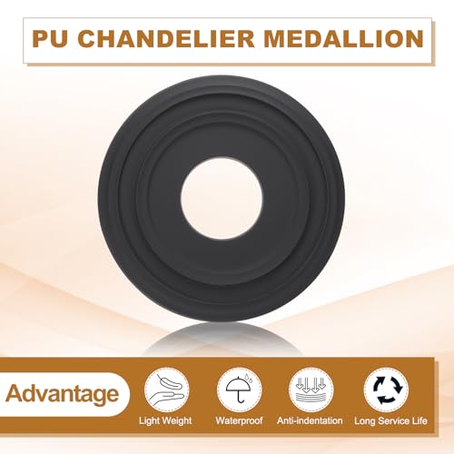 Image of PATIKIL Ceiling Medallion, 12 inch OD x 4 inch ID PU Decorative Ceiling Light Medallion Chandelier Medallion Molded Ceiling Light Cover Plate for Ceiling Light Fixtures Fans, Black