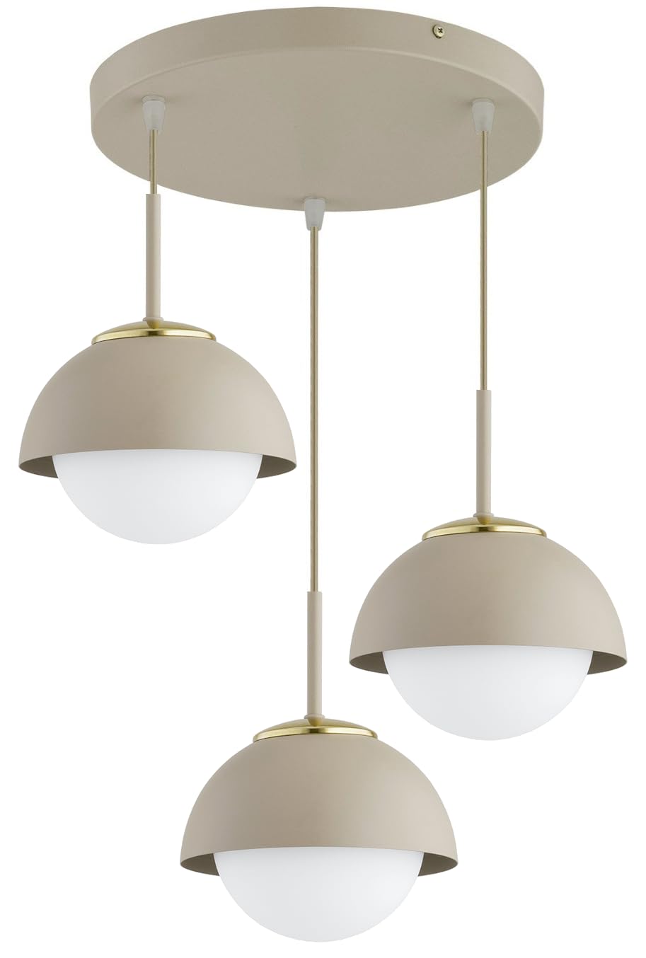 Pendellampe 3-flammig Beige – Cosmo Ecru Kaschmir Hängeleuchte aus Metall & Glas – E27 Lampen für Esszimmer oder Wohnzimmer – LED geeignet