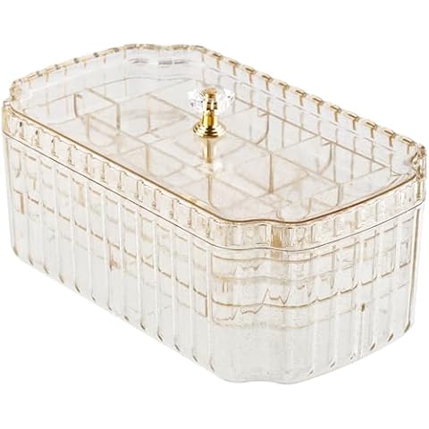 NiHome Transparent 3-Layer Jewelry Organizer Box with Elegant Gold Handle, Efficient Storage Versatile for Earrings, Rings, Bracelets & Watches, Stylish Multi-Functional Accessory Holder Cover