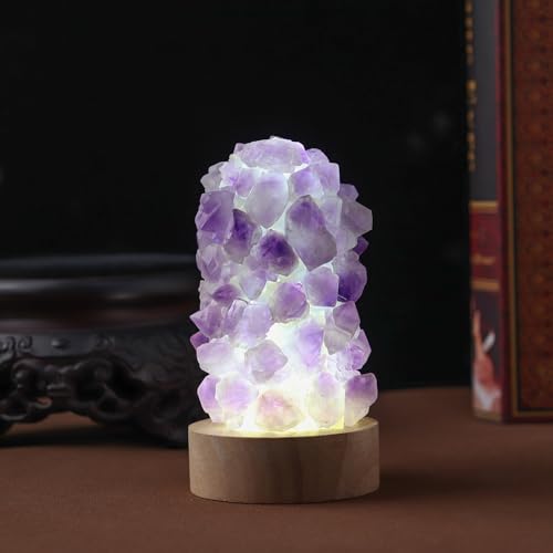 Lámpara de deseos de cristal amatista natural LVTFCO, el regalo ideal de luz tenue decorativa