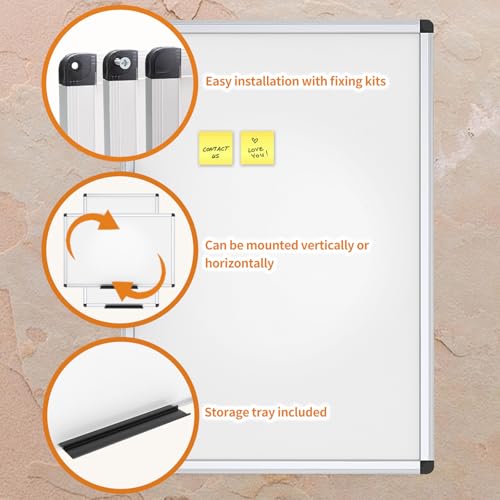 Image of VIZ-PRO Magnetic Dry Erase Board, 48 X 24 Inches, Silver Aluminium Frame
