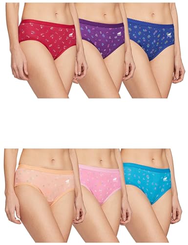 Image of ONCH Womens Pure Cotton Printed Outer Elastic Panties Multicolor Pack of 6