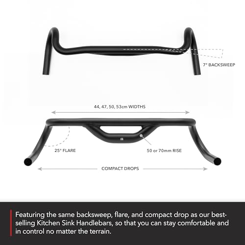 REDSHIFT Top Shelf Handlebar with 50mm of Rise, 47cm width for Road, Gravel, Touring, and Commuter Bikes, Aluminum Drop Bar