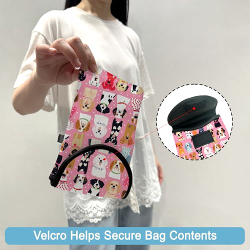 Image of Neoprene Cell Phone Sleeve Pouch Case Bag with Crossbody Strap Neck Lanyard for Women 7.5 X 4.3 in Pink Dog