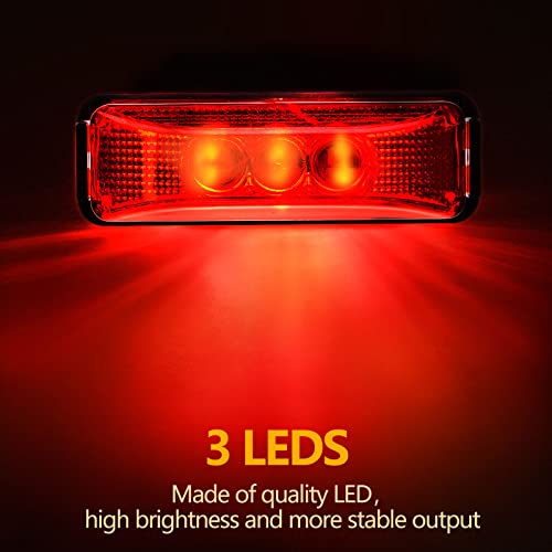 Yahenda 20 Pieces 3.9 Inch 3 Led Trailer Marker Lights Waterproof Led Trailer Side Marker Light Rectangle Trailer Running Lights For Truck Rv Exterior Marker Lights Accessories (Red) #TOP2