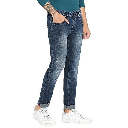 Image of Being Human Green Skinny Cropped Fit Men's Denims Clothing