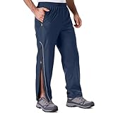 Men's Rain Pants Full Zip Waterproof Rain Over Trousers Lightweight Windproof for Outdoor Hiking Golf Work（1093 Blue S）