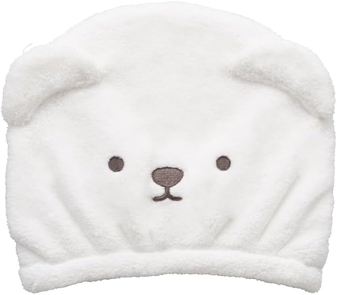 CB Japan Hair Dry Cap, Absorbent, Quick Drying, Microfiber, 3 Times More Than Cotton, Color, Polar Bear Ball, Head Circumference 17.3-29.5 inches (44-75 cm), Face Washing, Pool, Bath, Marshmallow