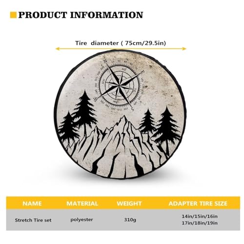 Image of Pensura Art Forest Mountain Print Tire Covers Flexible Wheel Camper Spare Tire Cover Sun Protection Tire Protector Covers Universal Fit for Camper Trailer SUV Truck