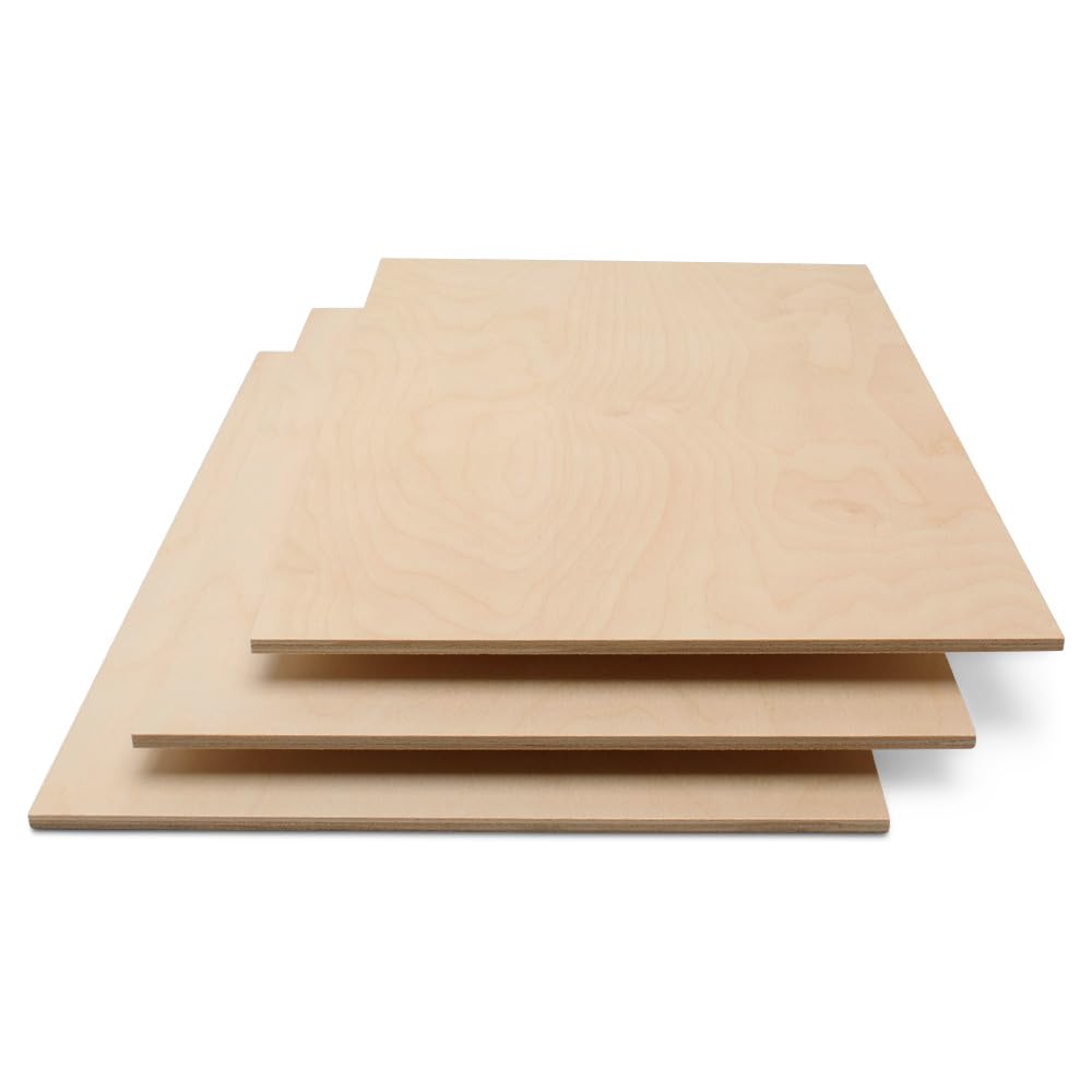 6 mm Baltic Birch Plywood 1/4 x 12 x 16 Inch, Box of 25 B/BB Grade Craft Wood, Stronger Than Basswood Sheets, for Laser, CNC Cutting and Wood Burning, by Woodpeckers