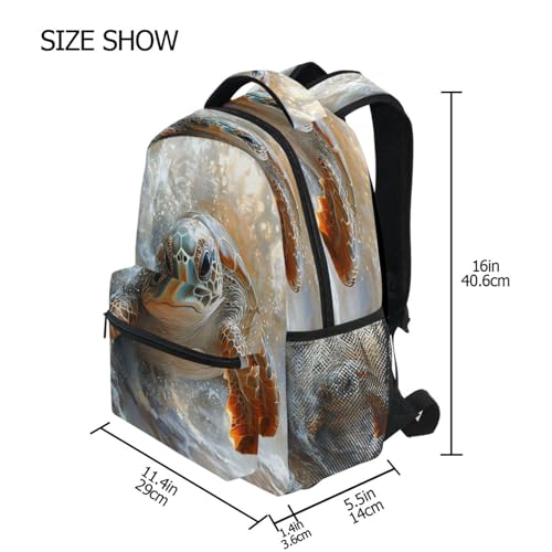 Sea Turtle Ocean Wave Backpack for School Boys Girls Adults Kids Bookbag Laptop Bag 18L4