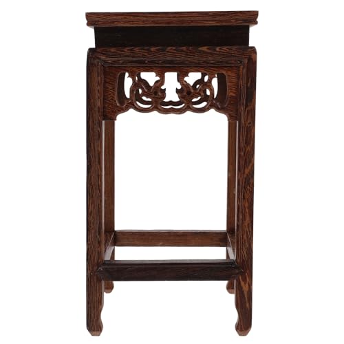 SEWACC Mini Wooden Plant Stand with Wood Base, Small Decorative Foot Stool for Indoor Outdoor Flower Pot Display, 1-Piece Wood Plant Stool for Home and Garden Use