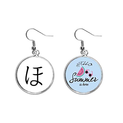 Pendientes de sandía y katakana japonés ho joyería de verano