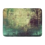 AoLismini Paillassons Tapis De Bain Extérieur/Intérieur Porte Tapis Vert Fou Abstrait Vieux Orange Peinture Toile Dessin Éclaboussures Vieillissement Salle De Bains Décor Tapis De Bain Tapis