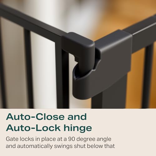 Cumbor 36\" Extra Tall Baby Gate for Stairs, 29.7-40.6\" Wide Dog Gate for Doorways, Pressure Mounted Auto-Close Pets Gates for Dogs Indoor, Durable Safety Child Gate, Mom\'s Choice Awards Winner, Black - Thumbnail 4