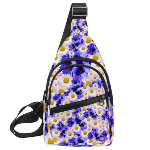 Bolsa de pecho impermeable para hombre, bolso bandolera de flores moradas lavanda y mensajero moderno