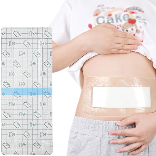 Image of Waterproof C Section Shower Cover Adhesive Bandages [Pack of 25], 4" x 10" Island Dressing Absorbent Incision Wound Recovery Care Abdominal Pads, C-Section Bordered Gauze