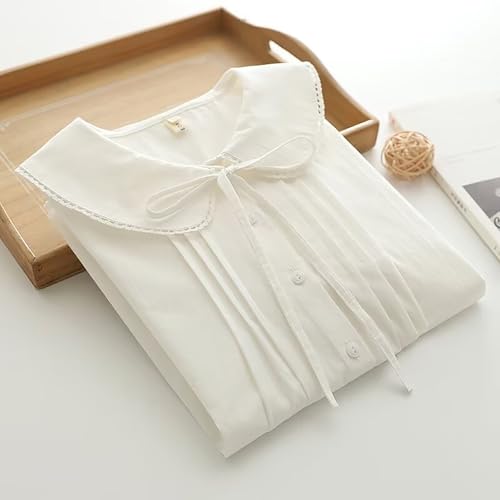 BAIMORE Teen Girls Japanese Style Preppy Doll Collar Tie Front Pleated Button Short Sleeve Shirt4
