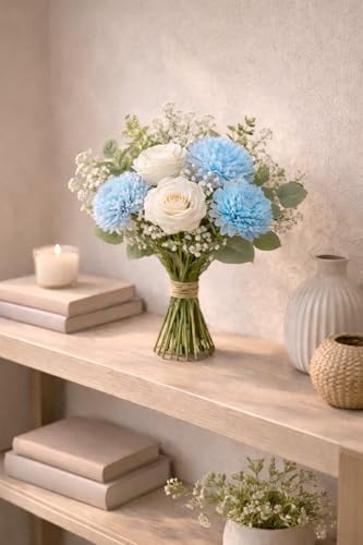 Image of Divyakosh Faux Flower Bouquet for Vase - Realistic Floral Bunches for Wedding Decor, Bridal Party, Farmhouse Table Centre Pieces, UV Resistant Fake Flowers for Indoor Outdoor