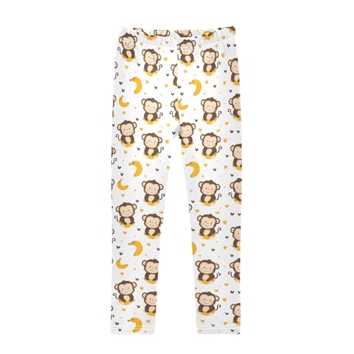 Monkey Banana Heart Girls Leggings Kids Yoga Pants Athletic Tights Pants 4-10 Years