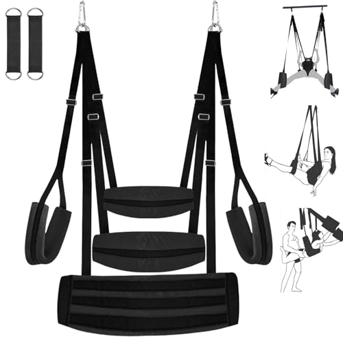 BDSM Sex Swing Sex Toys for Couples Ceiling & Door Sex Swings with Widened Comfortable Seat Adjustable Sex Straps Hardware Buckle Bondage Sex Furniture for Adult Toys & Game Holds up to 500 lbs