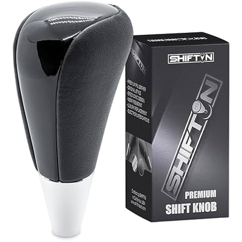 SHIFTIN Leather Wood Gear Shift Knob for Toyota Avalon Yaris 4Runner Land Cruiser Sienna Camry Solara Tacoma and Lexus ES300 ES330 GS300 GS400 GS430 SC300 SC400 (Black Leather/Piano Black) Cover