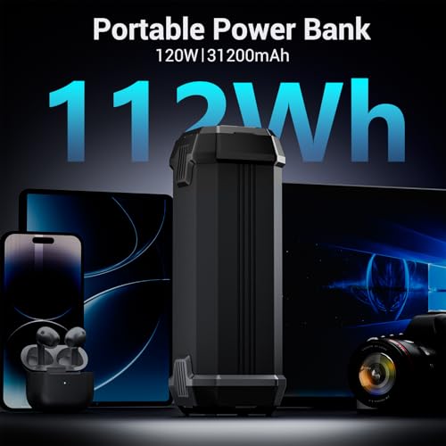 Portable Laptop Power Bank with 120W AC Outlet, 31200mAh Portable Laptop Charger, 65W PD USB C Backup Power Source for Travel and Outdoor Activities - Image 3