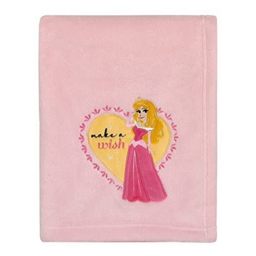 Image of NoJo Disney Make A Wish Princess Pink Heart Aurora Super Soft Baby Blanket