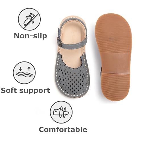 Image of THEE BRON Toddler Floral Cutout Closed Toe Sandals for Girls Breathable Summer Shoes