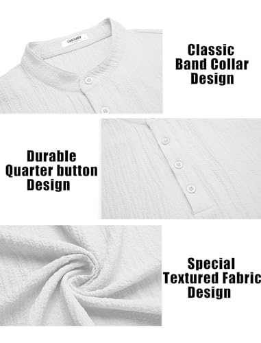 COOFANDY Men's Casual Henley Tee Shirt Band Collar Short Sleeve Summer Beach Hippie T Shirts4