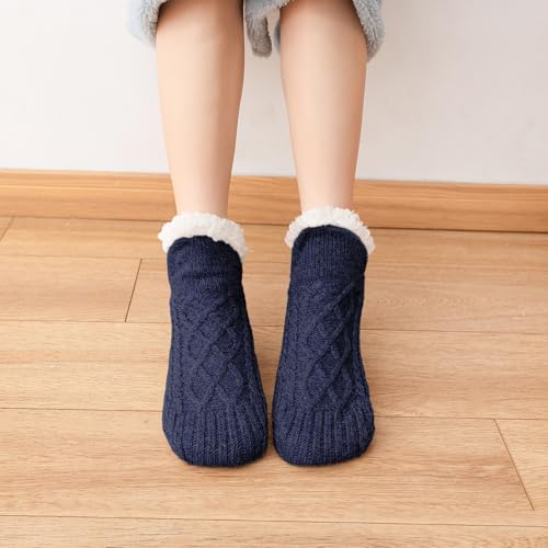 Image of Fluffy Fuzzy Warm Slipper Socks for Women Men Thick Fleece Lined Non-Slip Socks Indoor Floor ChristmasGiftsfor women Winter super Soft Warm Cozy Grip Socks